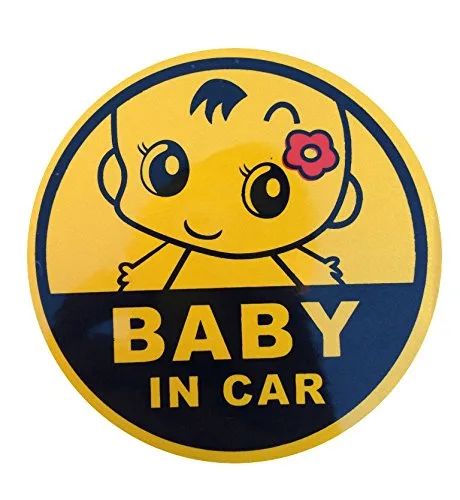 Bebé en coche Bebé a bordo Etiqueta de seguridad gráfica Uso Material reflectante (niña)