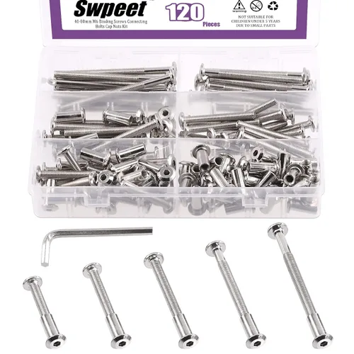 Miniatura 21 de Swpeet Kit Surtido de 25 Piezas de Tornillos de Encuadernación Plateados Chapados en Níquel M6x16mm con Cabeza Hexagonal de Casquillo, Pernos