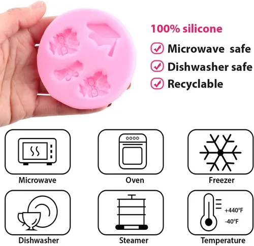 Miniatura 2 de ZiXiang Molde de silicona para graduación, tapa de doctorado, moldes de silicona para diploma, molde de fondant para graduados, moldes para dulces