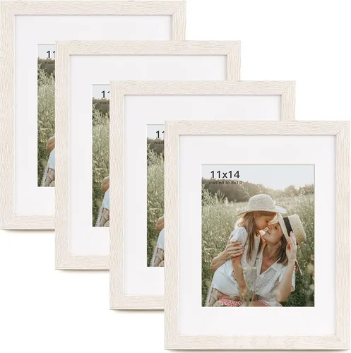 Miniatura 35 de Momentworth Portarretratos de 4 x 6 pulgadas con paspartú para 3.5 x 5 pulgadas, marcos de fotos con grano de madera negra envejecida para pared