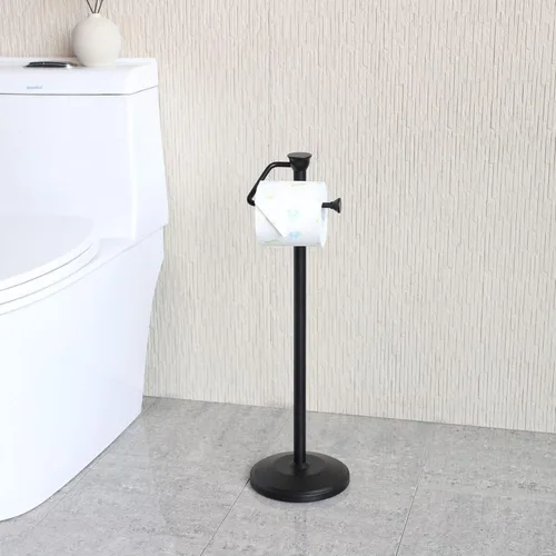 Miniatura 4 de ZCCZ - Soporte de papel higiénico independiente con reserva, dispensador de almacenamiento de papel de baño para 5 mega rollos, organizador negro