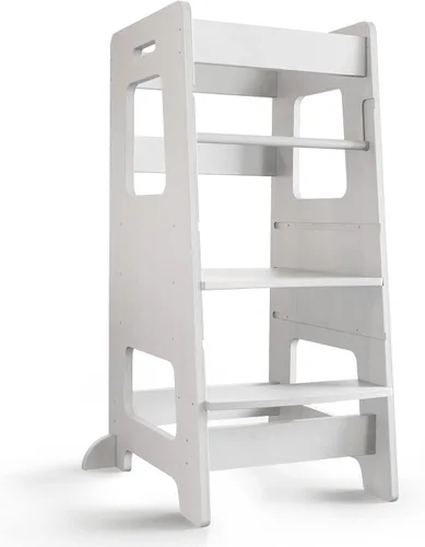 Taburete de cocina WOOD CITY, taburete de cocina para niños pequeños con baranda de seguridad, altura ajustable, torre de aprendizaje para niños de