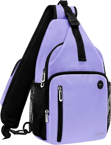 Miniatura 19 de MOSISO Mochila tipo bandolera, bolsa de hombro cruzada, bolsa de viaje para senderismo, bolsa de pecho con bolsillo frontal cuadrado y puerto