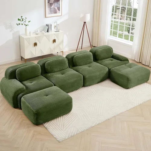 Miniatura 47 de Juego de sofás seccionales sin hueso de 117 pulgadas para sala de estar, modular en forma de L y sofá de 3 plazas con asiento profundo, almohadas