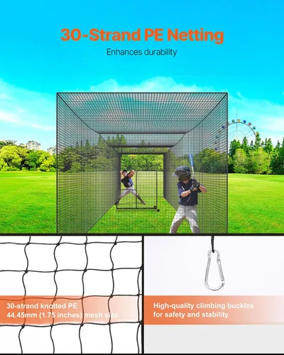 Miniatura 50 de VEVOR Jaula de bateo de béisbol, red profesional de entrenamiento de bateo de béisbol de sóftbol, resistente, resistente, cerrada, de polietileno