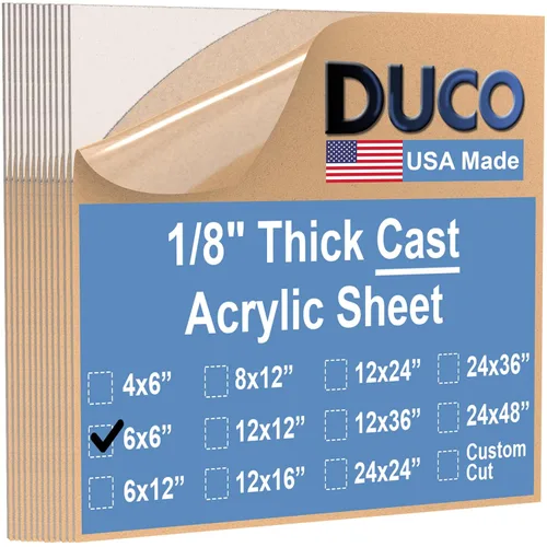 Miniatura 9 de Duco - Hoja de acrílico fundido transparente hecha en Estados Unidos, 1/8 de pulgada de grosor, 12 x 12 pulgadas, 1 paquete de láminas de plexiglás