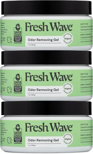 Fresh Wave Gel eliminador de olores, 7 onzas, paquete de 3 absorbentes de olores para el hogar, alivio de olores más seguro, eliminador de olores
