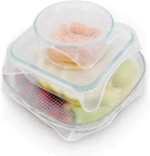 Miniatura 4 de Grand Fusion Envoltura de alimentos de silicona apta para microondas, envolturas flexibles y reutilizables para alimentos, sin BPA y de larga