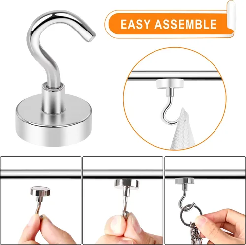 Miniatura 6 de MIKEDE N52 Ganchos magnéticos 6P 30Lbs Plata High Power Strong Magnetic Cruise Refrigerator Hooks for Hanging, Kitchen, Garage, Classroom, Beach