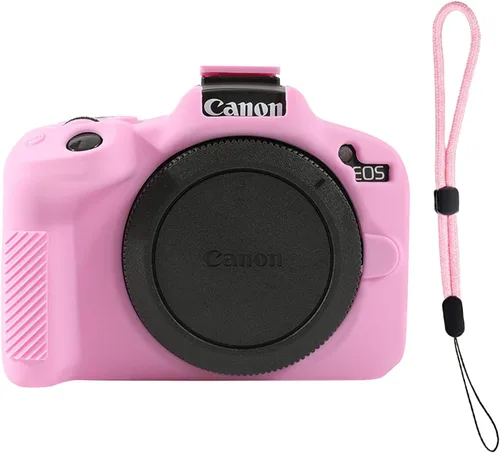 Miniatura 9 de Funda para Canon EOS R50, funda protectora de silicona suave para Canon R50 con correa de muñeca ajustable de 8 pulgadas, funda ligera R50 (negro)