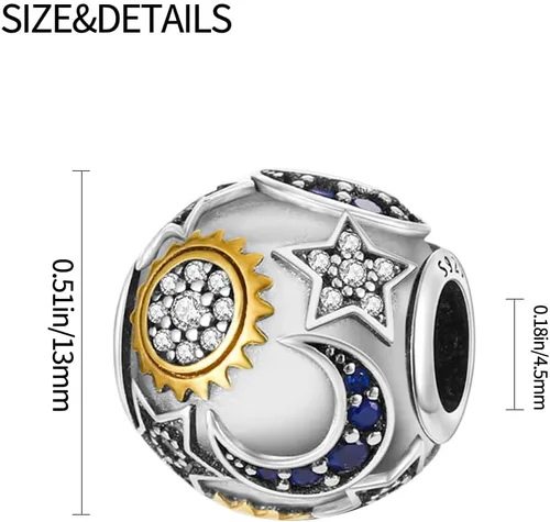 Miniatura 3 de Pandach Dijes de plata de ley 925 para pulsera y collar, colgante con piedras de circonita cúbica 5A, cuentas de joyería, regalos para mujeres