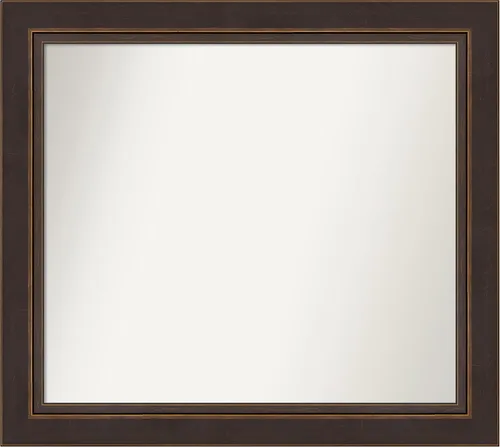 Miniatura 244 de Amanti Art Espejo de baño de bronce para sobre el fregadero, 24 x 24 pulgadas, espejo cuadrado de bronce Lara para tocador, marco de madera