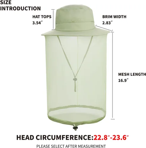 Miniatura 2 de Sombrero de pesca Sombrero de protección solar Red de cabeza de mosquito para exteriores Sombrero de cubo con malla de red oculta Verde cazador