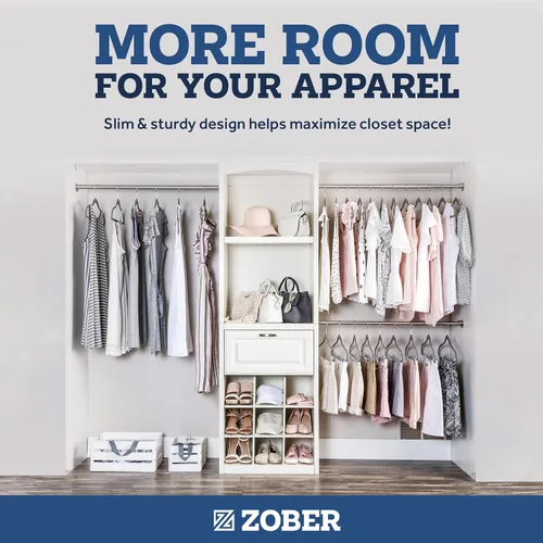 Miniatura 5 de Zober - Paquete de 50 perchas de terciopelo gris para abrigos, pantalones y ropa de vestir; perchas de fieltro fuertes y antideslizantes con ahorro