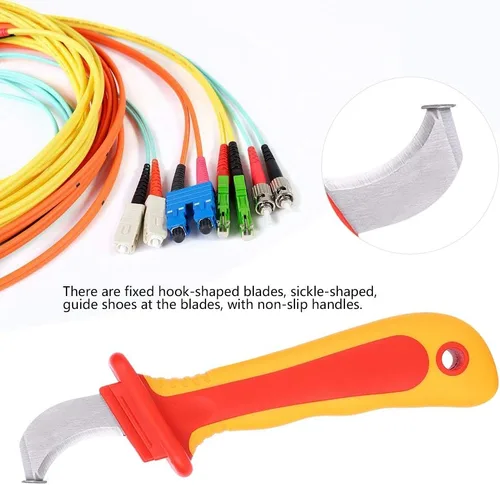 Miniatura 3 de Walfront Cable pelar cuchillo 1000 V aislamiento electricista cuchillo fijo gancho en forma de cuchillas antideslizantes antideslizante anti
