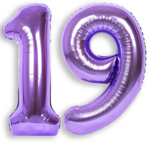 Miniatura 32 de Globo de número 0 de 40 pulgadas de RainbowQ Party, grande, color púrpura, para niños o niñas, números del 0 al 9, de papel de aluminio y Mylar