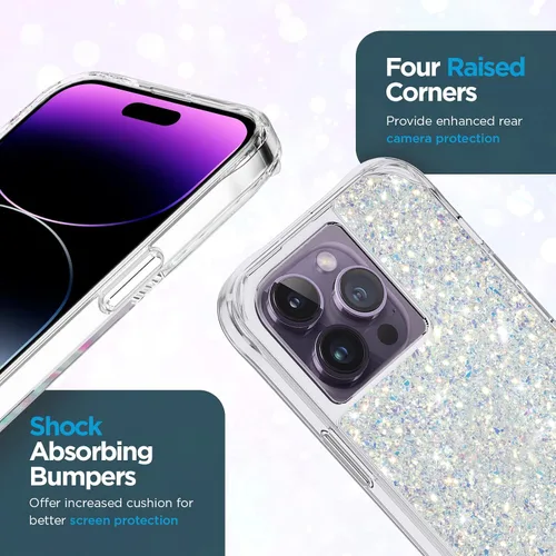 Miniatura 5 de Case-Mate Funda para iPhone 14 Pro - Gemas florales - Con protección contra caídas de 10 pies y carga inalámbrica - Funda de lujo con diamantes