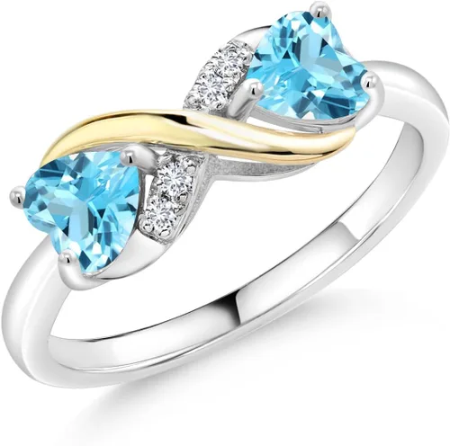 Miniatura 23 de Gemstone Birthstone and Lab Grown Diamond Accents Eternal Love Infinity Ring for Women 925 Silver and 10K Yellow Gold Heart Shape 5MM & Round