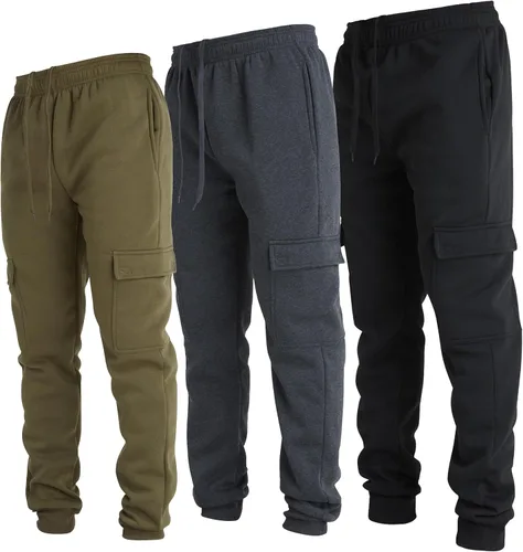 Ultra Performance Paquete de 3 pantalones deportivos para hombre, pantalones deportivos tipo cargo de forro polar con bolsillos