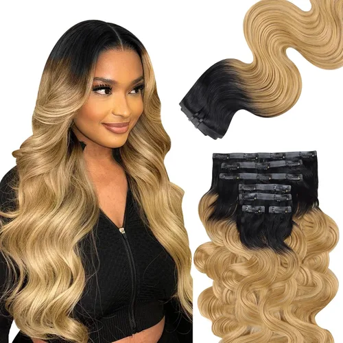 Miniatura 79 de Lashey - Extensiones de cabello con clip sin costuras, de cabello humano real, 7 unidades, 110 g, 14 pulgadas, color negro natural, lacio