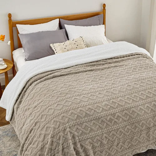 Miniatura 30 de Bedsure Gentlesoft - Manta de forro polar Sherpa para sofá, mullida y acogedora manta de jacquard para mujer, regalo de Navidad, gruesa y cálida