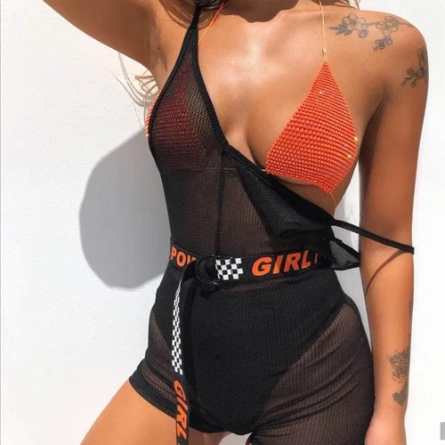 Miniatura 5 de Gemily Conjunto de bikini de malla con diamantes de imitación para el vientre, cadenas de playa, accesorios de joyería para mujeres y niñas
