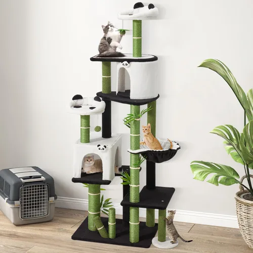 Miniatura 12 de Erinnyees Árbol de flores para gatos, torre para gatos de 38.2 pulgadas, torre de árbol de gatito de varios niveles para interiores, casa de gatitos