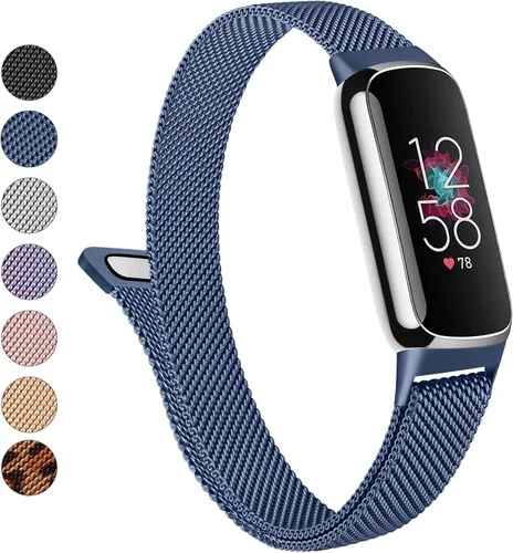 Miniatura 15 de Correa de metal para Fitbit Luxe para mujeres y hombres, correa de repuesto magnética ajustable de malla de acero inoxidable compatible con Fitbit