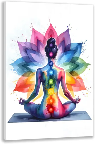 Miniatura 9 de GELDSTEI Arte de pared zen enmarcado, pintura moderna en lienzo de chica haciendo yoga, decoración de pared de meditación tranquila, imagen estética