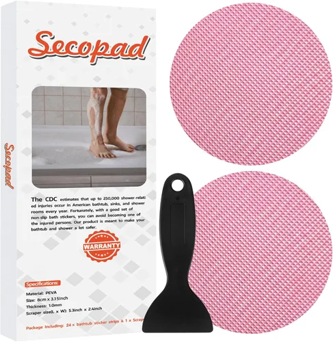 Miniatura 10 de Secopad 24 PCS Calcomanías Originales Antideslizantes para Bañera, Seguridad para Bañeras y Duchas, Bandas Antideslizantes Adhesivas, Raspador