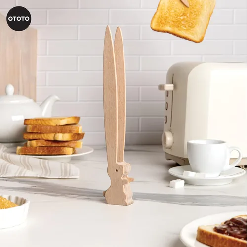 Miniatura 7 de OTOTO Bernie Bunny Pinzas para Tostadora - Conejo, Servidores de Ensalada - Mini Pinzas Multiusos para Aperitivos, Utensilios de Madera y Lindos