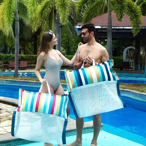 Miniatura 5 de FindUWill Hamaca flotante de tela para piscina, XL, paquete de 2 flotadores inflables multiusos para hamacas de agua