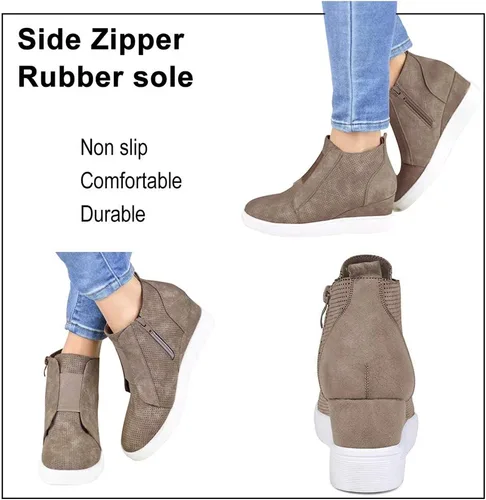 Miniatura 2 de Athlefit - Zapatos deportivos de cuña de plataforma para mujer, con tacón oculto, botines de cuña oculta