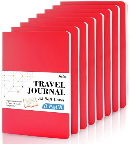 Miniatura 13 de Feela - Paquete de 8 cuadernos de tapa blanda en masa, cuadernos universitarios rayados para el trabajo, cuaderno de viaje rayado para mujeres y 8