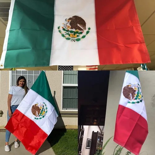 Miniatura 6 de Homissor Bandera mexicana Bandera de México, banderas bordadas de 3 x 5 pulgadas, rayas cosidas, banderas nacionales MX resistentes, poliéster