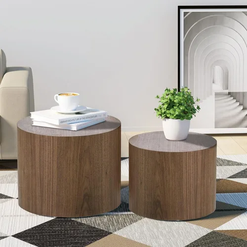 Miniatura 3 de Moderno juego de 2 mesas auxiliares anidables de café, círculo pequeño redondo de mediados de siglo para sala de estar, dormitorio, oficina
