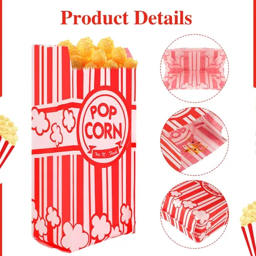 Miniatura 3 de 300 bolsas de palomitas de maíz, bolsa de papel de 1 onza, porciones individuales para máquina de maíz, carrito, noches de cine a granel