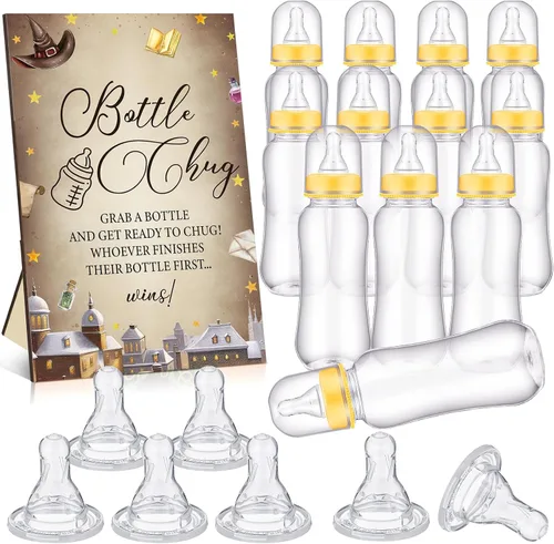 Miniatura 24 de TrelaCo Safari Cool Baby Shower Games Bottle Chug Sign Wooden Jungle Animals Set de regalo para revelación de género suministros de fiesta y 12