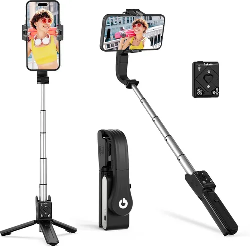 hohem iSteady Q - Estabilizador de cardán para smartphone, trípode para selfie stick de 1 eje con seguimiento facial, rotación de 360°, trípode