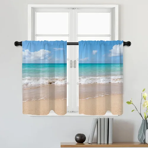 Miniatura 158 de Batmerry Silueta de hombre y niño, marco en forma de corazón con figuras, tratamiento de ventana, cortina corta de cocina multicapa de poliéster