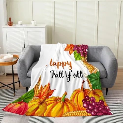 Miniatura 26 de Bonita manta de franela de vellón de pavo para cosecha, manta de Acción de Gracias para cama, sofá, decoración de otoño, decoración de otoño, manta