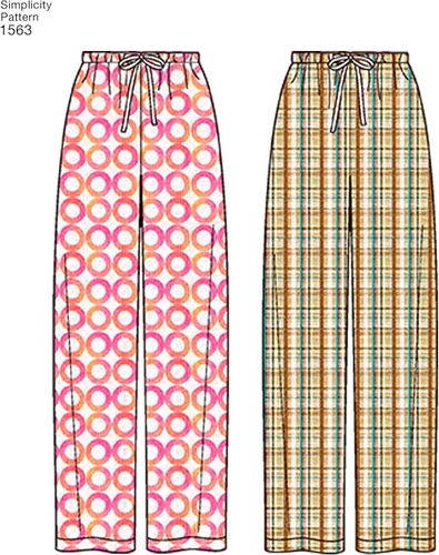 Miniatura 5 de Simplicity US1563A Kit de patrones de costura para pijamas fáciles de coser para adolescentes, hombres y mujeres, código 1563, tallas XS-XL
