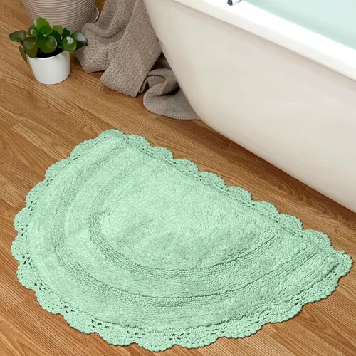 Miniatura 65 de Chardin home Alfombra de baño de ganchillo beige, alfombra de baño ovalada 100% algodón con borde de ganchillo artesanal hecho a mano, alfombra