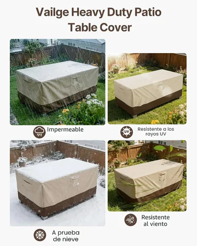 Miniatura 5 de Vailge Veranda Funda para mesa de patio rectangular/ovalada, resistente, impermeable y al aire libre, para muebles de jardín