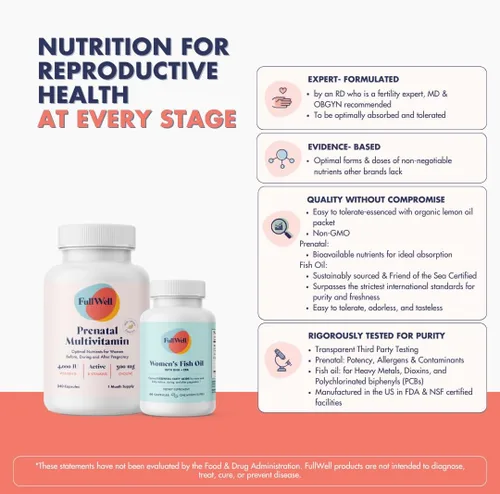 Miniatura 4 de FullWell Vitamina prenatal limón + DHA Aceite de pescado Omega 3 con DHA y EPA para el desarrollo cerebral y apoyo del sistema nervioso Más