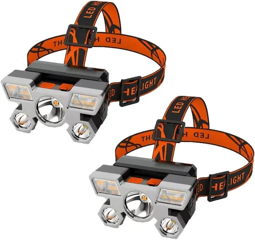 Miniatura 15 de RUNAAJA - Linterna frontal LED COB de 750000 lúmenes, linterna recargable, lámpara de cinco lámparas de diseño súper lejano para correr al aire