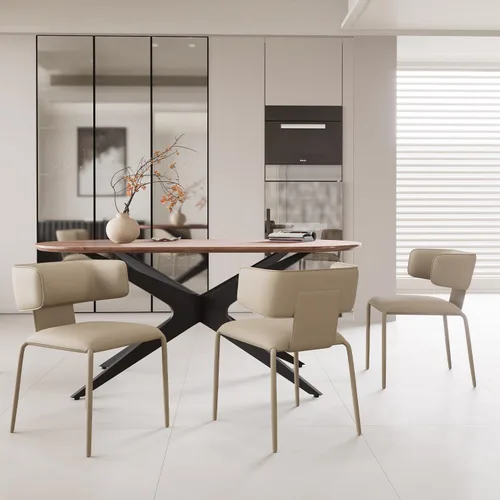 Miniatura 8 de YOUNIKE Silla de comedor tapizada individual de piel sintética de alta calidad, silla de comedor con respaldo, moderna y acolchada, cómoda silla