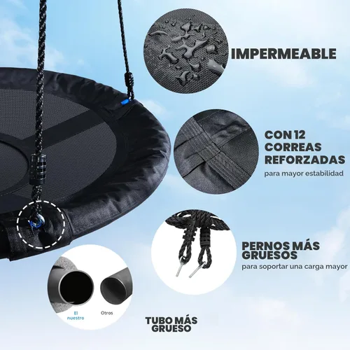 Miniatura 9 de Trekassy - Columpio de árbol de 40.0 in, soporta 700 lb, para niños, adultos, 900D, Oxford, resistente al agua con 2 piezas de correas para colgar