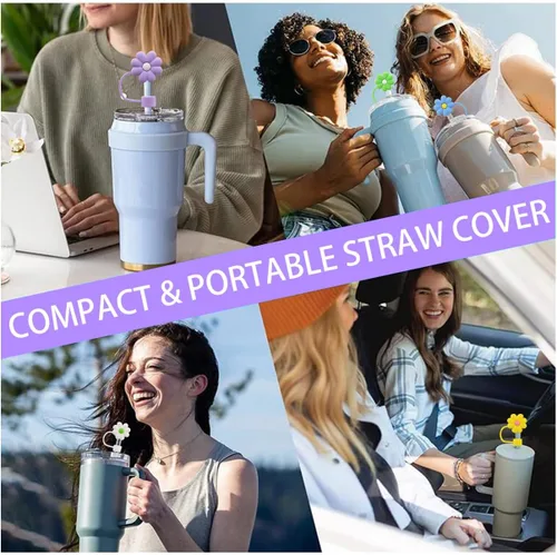 Miniatura 7 de Stanley - Tapa para pajilla, compatible con vaso de 30 y 40 onzas, puntas de popote reutilizables, perfecto para regalos 6pcs Chrysanthemums