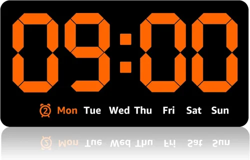 Miniatura 9 de Reloj de pared digital con atenuador de brillo de pantalla grande, reloj de pared digital LED con pantalla RGB, pequeño reloj de pared para sala
